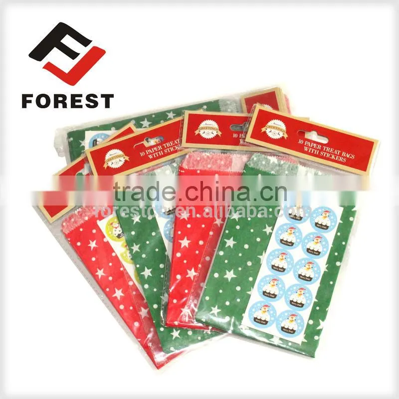 Custom christmas candy gift kraft food paper bag V bottom paper bag