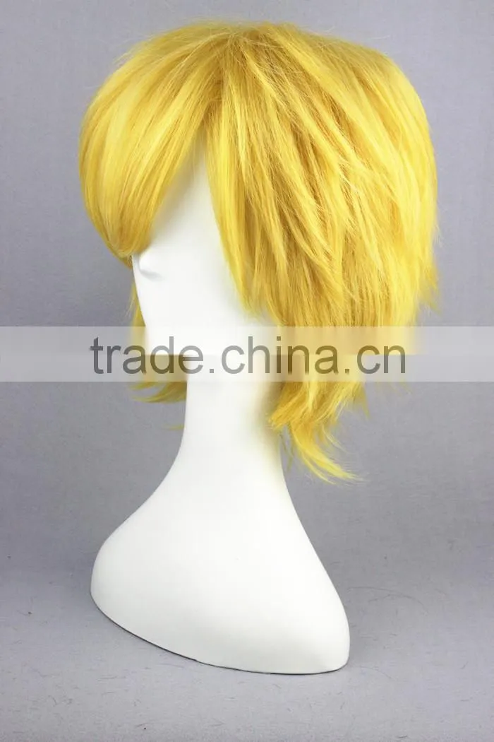 High Quality 35cm Short Straight Kingdom Hearts Wig Ventus Gold Synthetic Anime Wig Cosplay Hair Wigs Party Wig