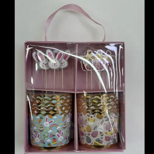 Coloured cupcake kit cupcake case and picks (3)