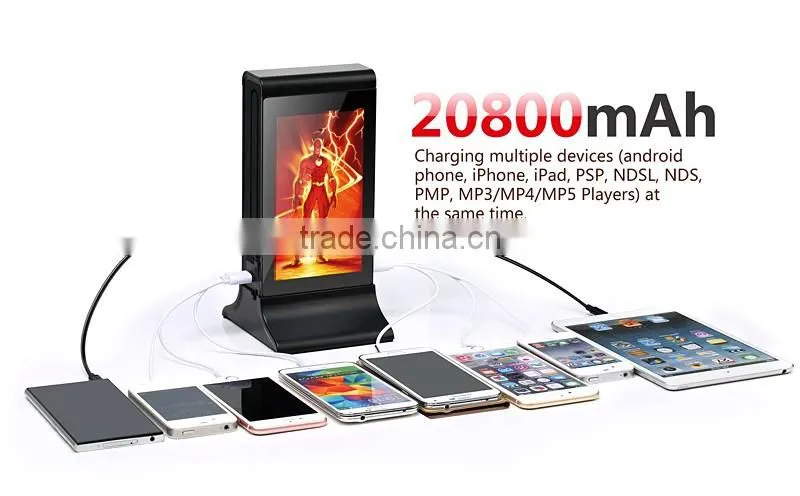 advertising display AD power bank use in coffee shop and restaurant