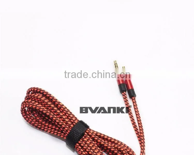 new products 2016 Quality nylon Fabric braided Aux cable 3.5mm male male colorful audio cable free samples