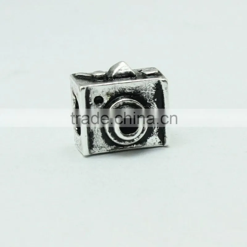 Wholesale 2015 New Style Camera Shape DIY Anti-silver Creative Bracelets Accessories Metal Zinc Alloy Beads with Holes