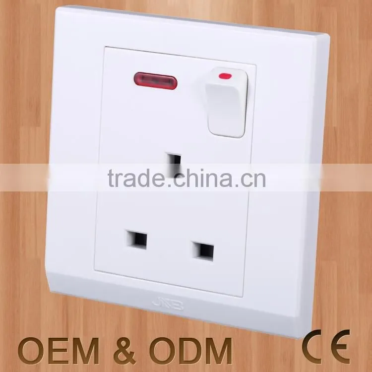 British standard 3 pin wall socket uk wall socket with switch rocker