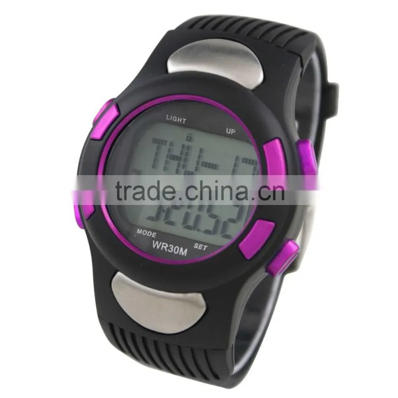 LP1365 plastic case LCD stainless steel Case back Pedometer crane sports heart rate monitor sports watch