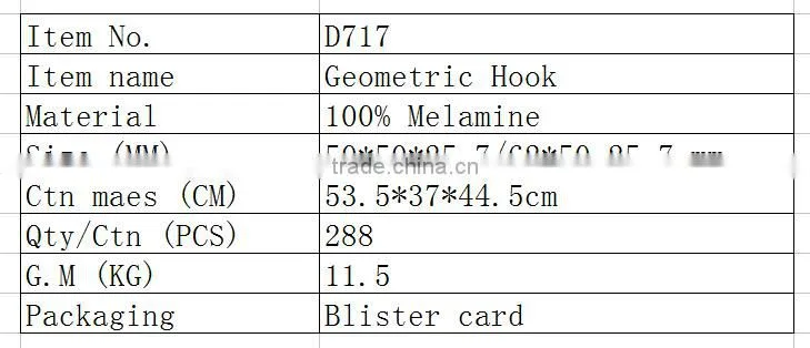 D717 D723 2015 New Product Plstic Hook Wall Hook Houseware Colorful Coat Hook