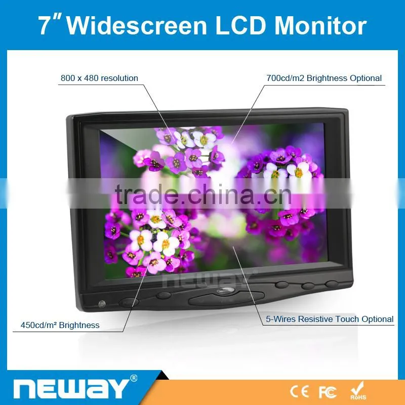 7 inch lcd monitor tft vga 12v touch monitor hdmi input