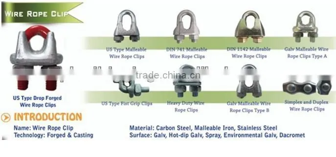 hot sale electro galvanized malleable cast iron wire rope clip