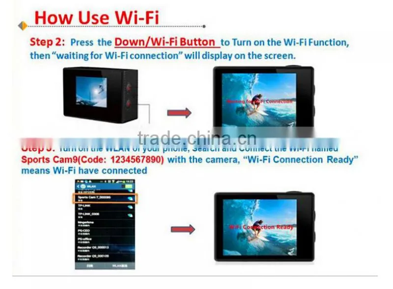 SJ6000 W9 Sport DV Cameras Wifi Action Camera Wireless Video Recorder 2.0 inch 1080P 170 Wide Angle Car DVR 30M Waterproof