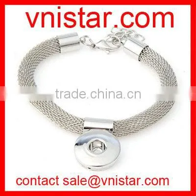 Vnistar alloy metal snap button cuff bangle jewelry for 18mm snap button charm wholesale NBR005-1