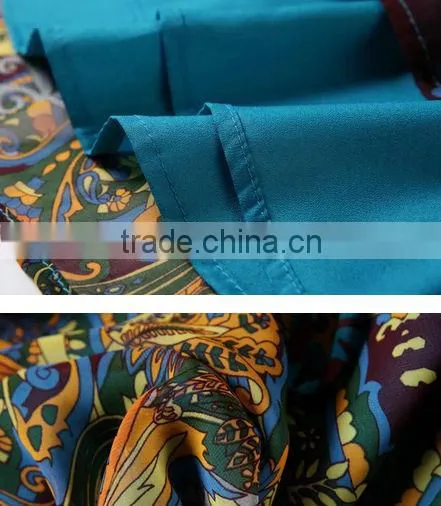 Fashion Designer dress Beautiful Long Sleeve Silk print Dress (stock)