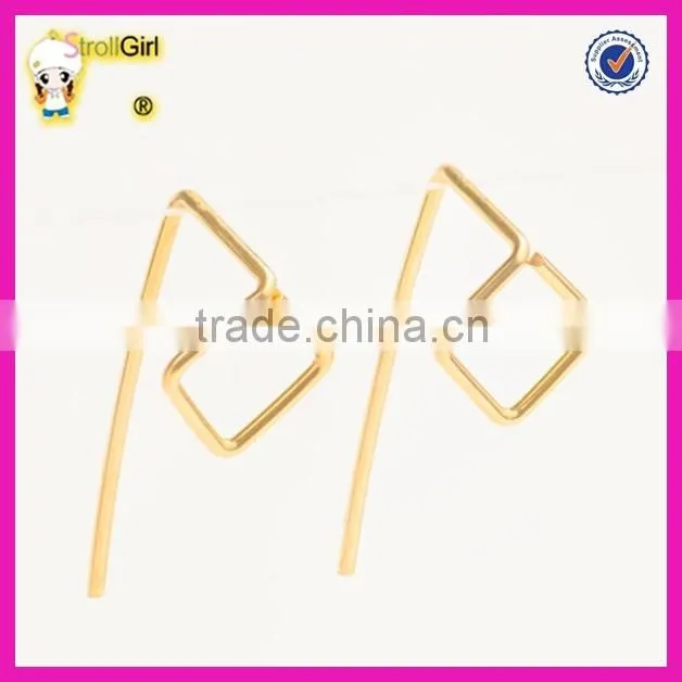 Wholesale gold plating square earrings, women square ear jacket, minimalist ear cuff