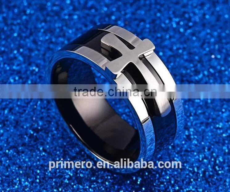 New Black Color Detachable Cross Titanium Stainless Steel Male Ring For Men Fine Jewelry