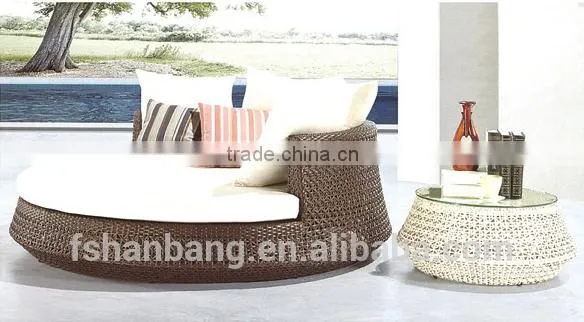 Outdoor Rattan Wicker Garden Furniture Set round sofa bed
