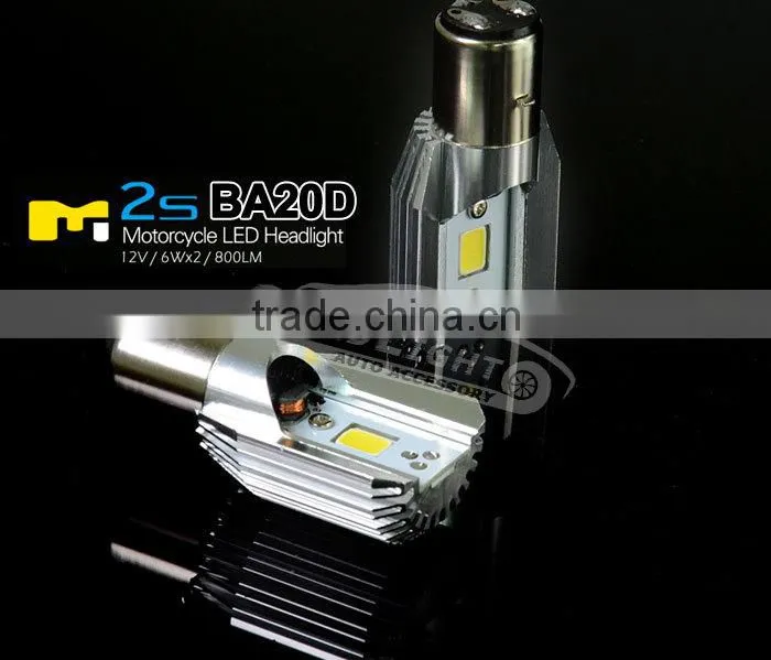 SpeedLight High Brightness 12V 6W 800LM BA20D LED Bulb 12V Replacement Motorcycle lamp 12V 35/35W BA20D