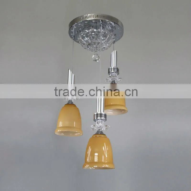 3 heads pendant light E27 with LED and crystal