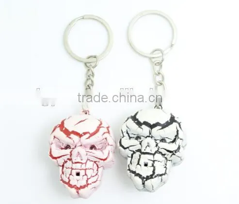 Custom plastic skull Led light Keychain