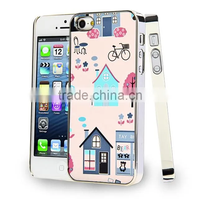 Set Screen Protector And Case For Iphone 5 , Beautiful Aluminium Flower Case