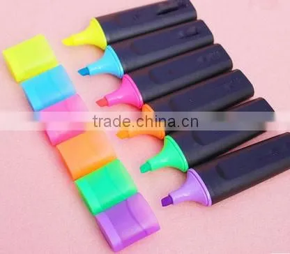 Oval style six colors pen with highlighter mini size for promotion
