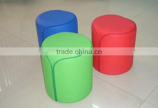 mini leather ottoman - blue