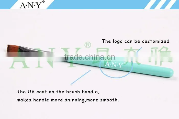 ANY Nail Art Gel Painting Wood Handle Flat Nail Art Gel Brush Nylon Hair