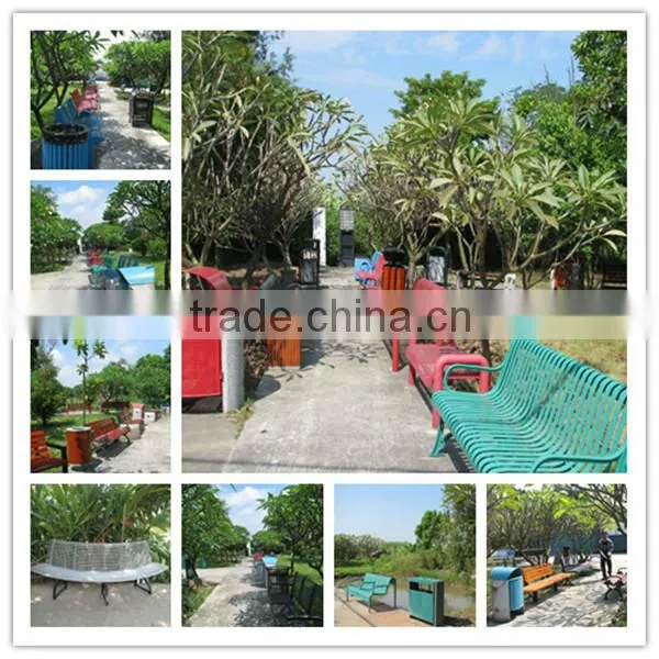 Stainless steel garden bench with wooden slats bench seating
