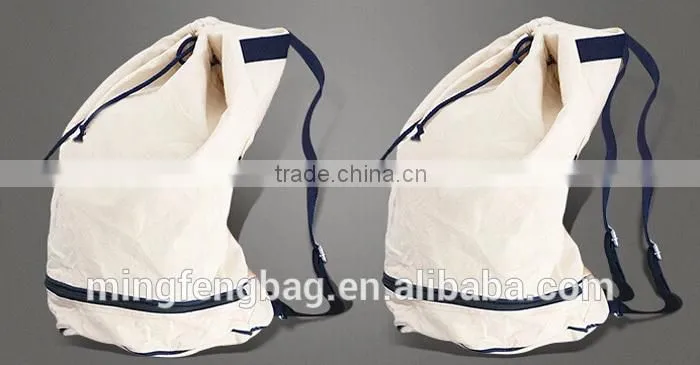 Wholesale Custom High Quality White Large Capacity Sling and Double Shoulders Cotton Canvas Yoga Bag Backpack