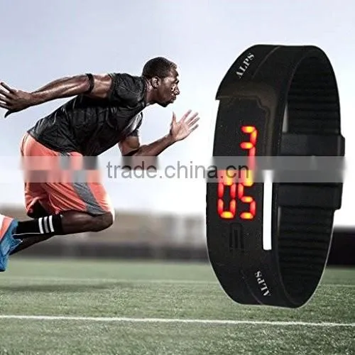 Fashion Design Ultra Thin Sports Silicone Digital Unisex LED Sports Bracelet Wrist Watch