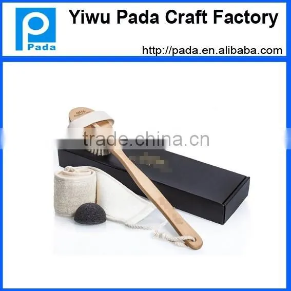 Dry Skin Body Brush with Natural Boar Bristles and Detachable Long Handle