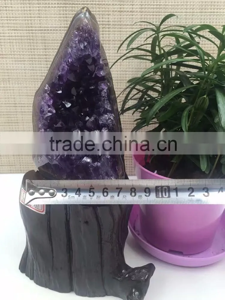 Natural Narrow Shaped Amethyst Geode Uruguay Crystal Cluster Ornaments