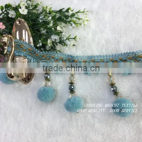 wholesale curtain lace soft ball tassel fringes for home textile accessory