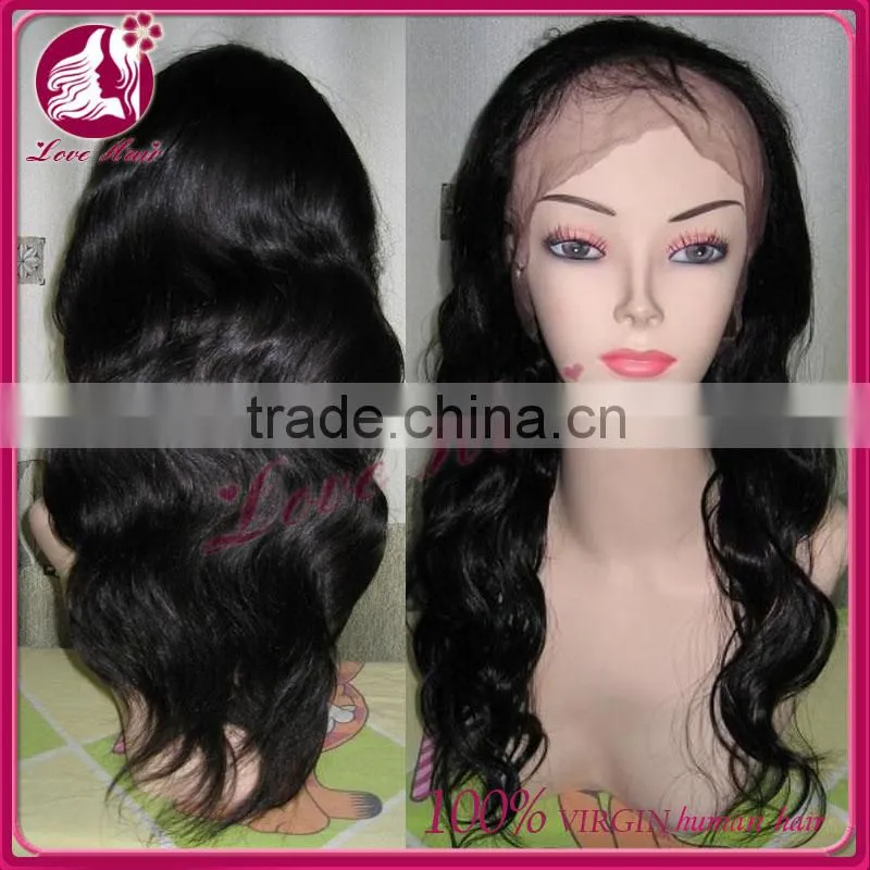 2014 New fashion black women brazilian full lace wig 100% human hair wig
