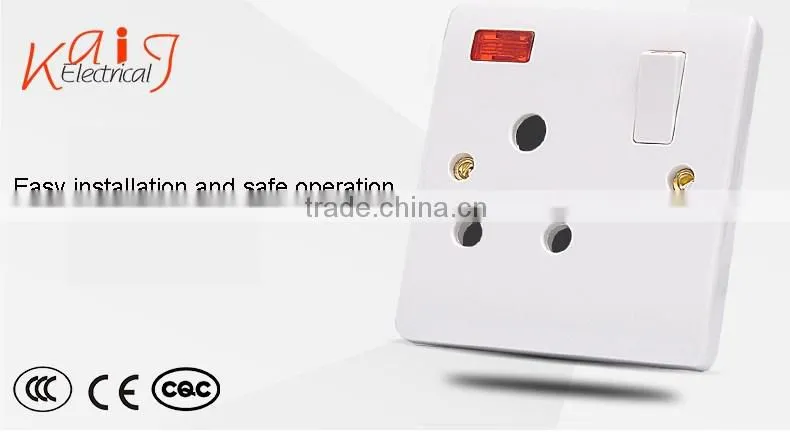 Hot Sale Round Pin Electrical Switch Socket with Neon