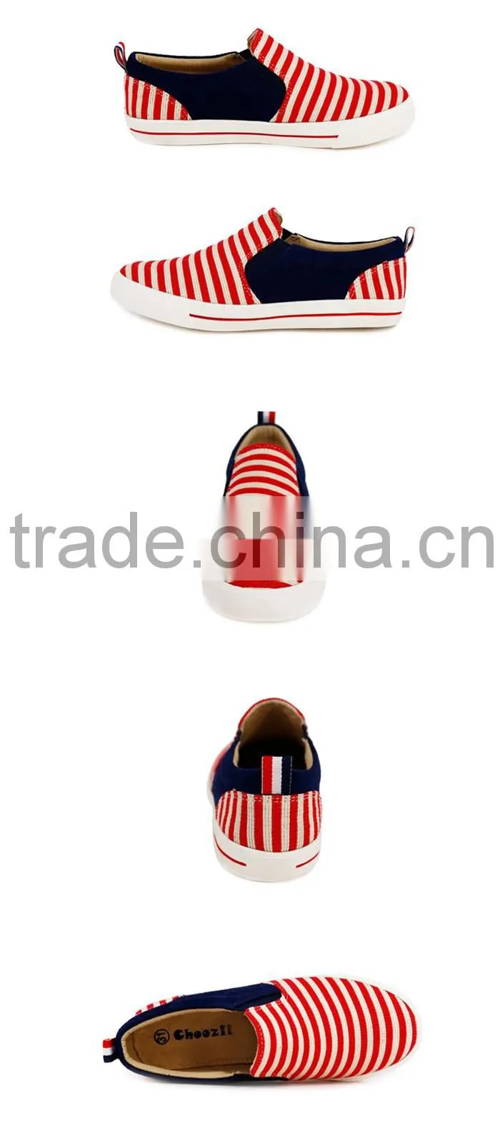 Wholesale Custom Children Stripe Classic Breathable Canvas Unisex Kids Slip-on Sneakers Shoes for Girls