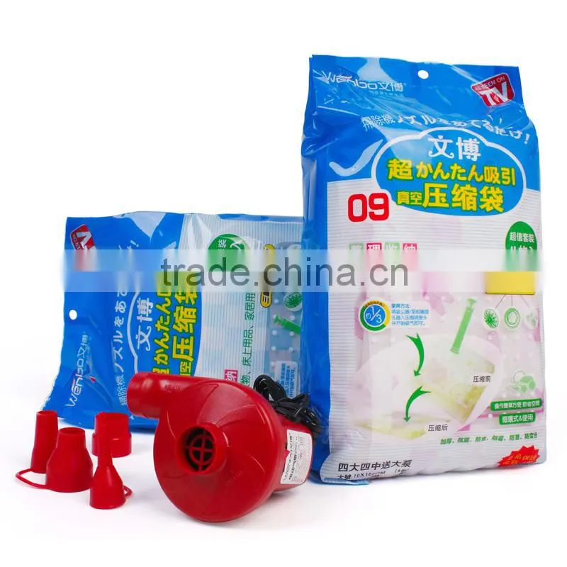 Reusable family pack vacuum compression bag for bedding and clothesplastic bag supplier