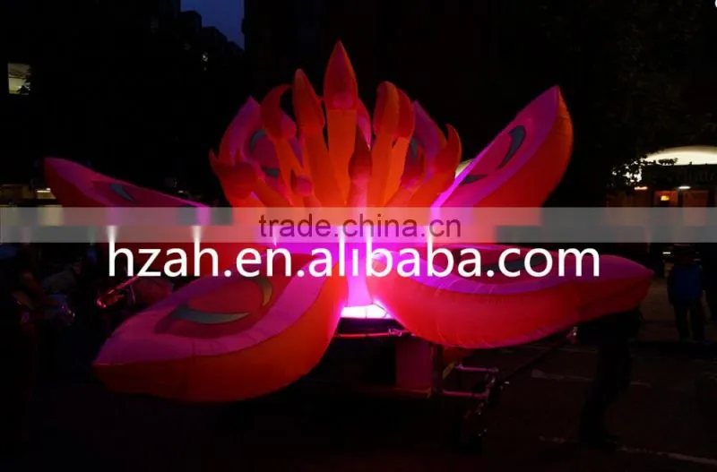 White Lighted Inflatable Lotus on Gound