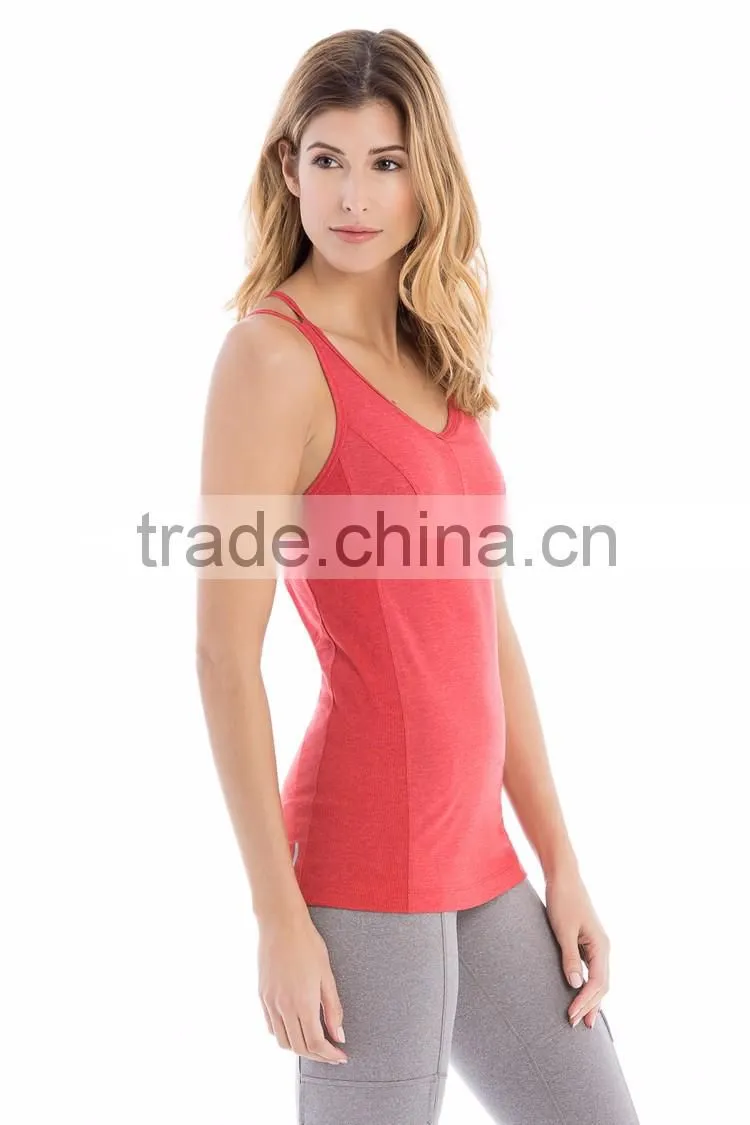 Custom Women Sports Vest V Neck Double Strap Women Daisy Tank Top