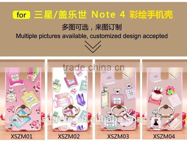 Phone Case For Samsung Note4 Slim Prefume TPU+PC With metal Ring