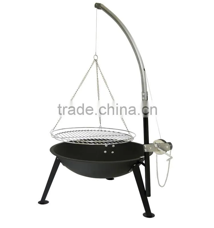 Adjustable and swing balcony hanging grill charcoal bbq
