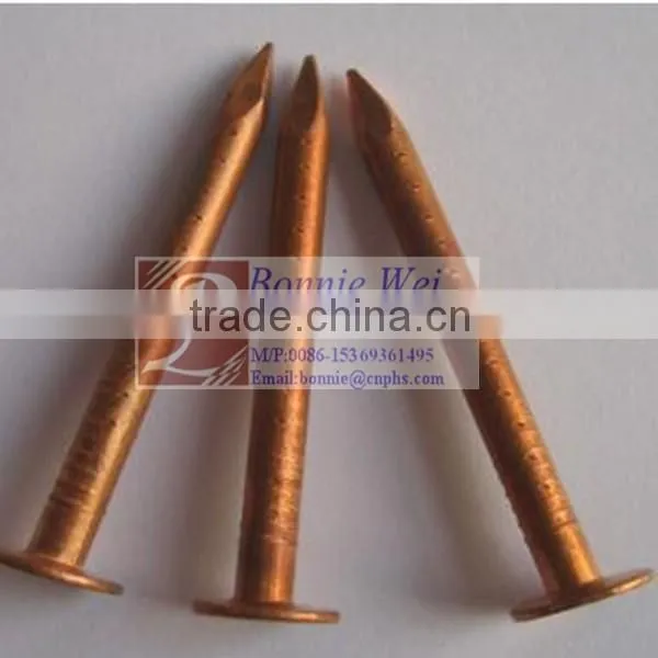 Ring shank copper nail head