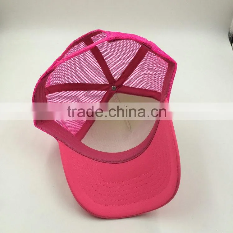 colorful rubber print letter 5 panel mesh trucker cap