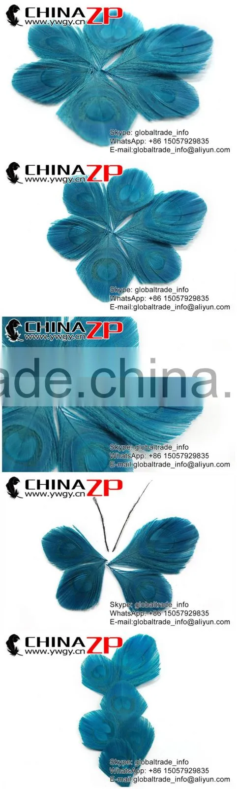 Leading Supplier CHINAZP Wholesale Wonderful Good Dyed Turquoise Trimmed Peacock Feathers Eyes for Earrings