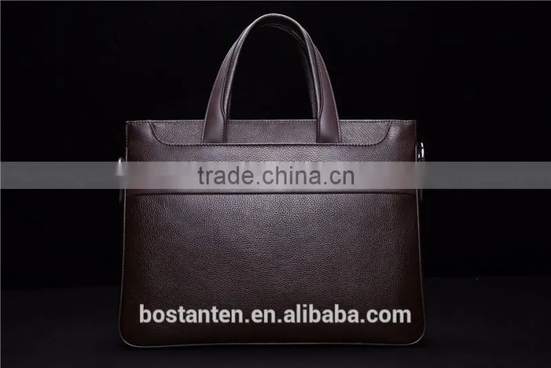 horizontal cowhide leather vintage men briefcase laptop bag messenger hand bag