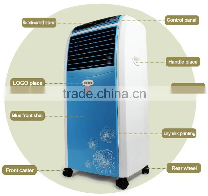 Room standing air evaporative cooler