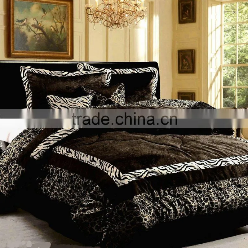 2015 new super soft best selling zebra animal print bedding set