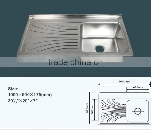 Export Iraq single bowl double tray stainless steel kitchen sink