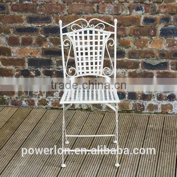 Wrought iron folding chair anti white color vintage style
