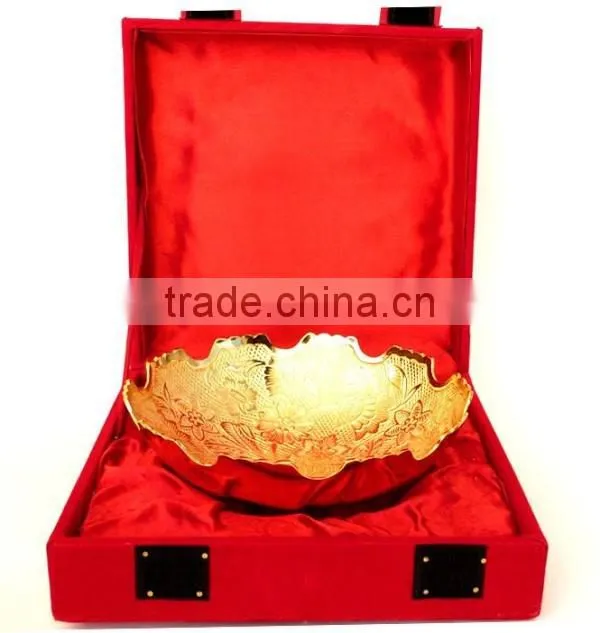 Promotional gift, corporate gift, beautiful wedding gift gold plated brass bowl spoon set