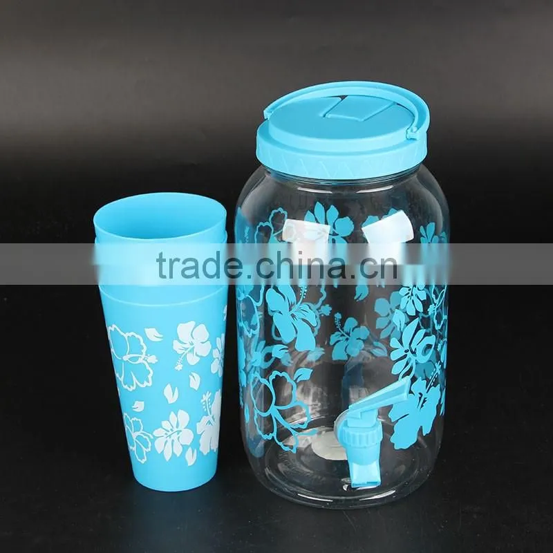 Practical Blue patterns 1 + 4 small cup Plastic kettle suit
