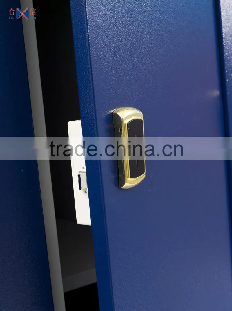 Modern steel bedroom 6 door wardrobe with blue color and mirror
