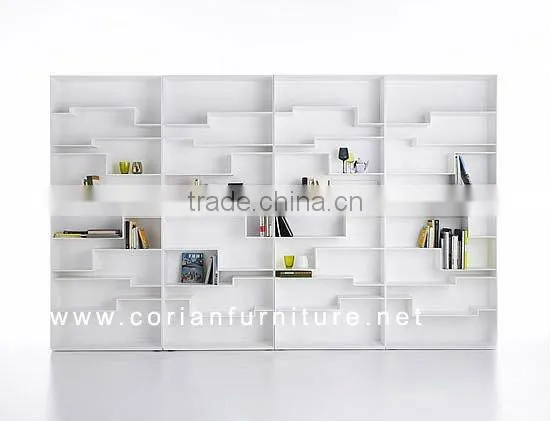 Illuminated acrylic solid surface disaply shelving